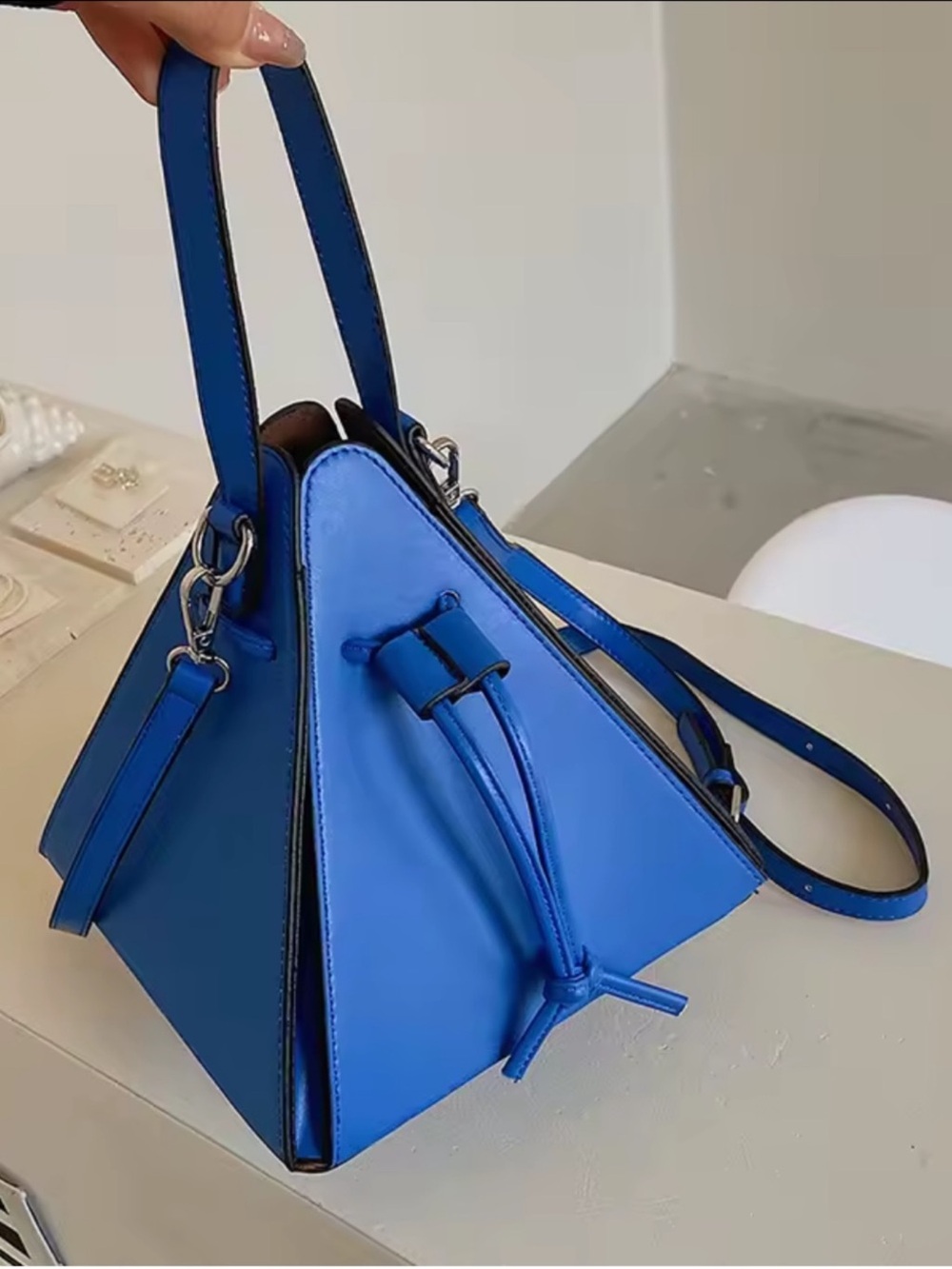 Kohl's Vibrant Blue Pyramid Drawstring Shoulder Bag